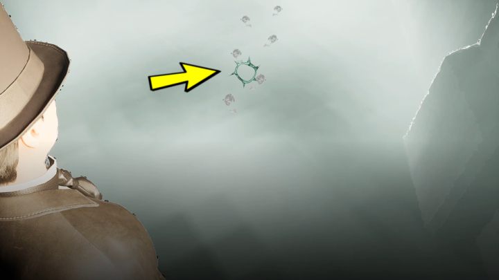 Przejdźcie przez kolejne drzwi w głównej lokacji i zbadajcie ślady stóp na ziemi w trybie koncentracji (concetration) - Sherlock Holmes The Awakened: Wizje Sherlocka Holmesa, podziemia magazynu - Sherlock Holmes The Awakened - solucja