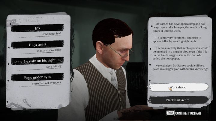 Wybierzcie jedną z dwóch opcji i ustalcie profil postaci pana Barnesa - Sherlock Holmes The Awakened: Księgarnia Barnesa (Barnes Bookshop) - Sherlock Holmes The Awakened - solucja