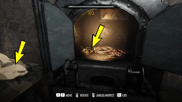 Po lewej stronie pomieszczenia zbadajcie stertę ubrań przy piecu - Sherlock Holmes The Awakened: Blok B (Block B) - Sherlock Holmes The Awakened - solucja