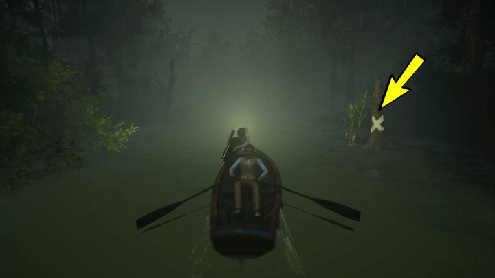 Płyńcie prosto i przepłyńcie obok domku po lewej stronie - Sherlock Holmes The Awakened: Mokradła (The Swamp) - Sherlock Holmes The Awakened - solucja