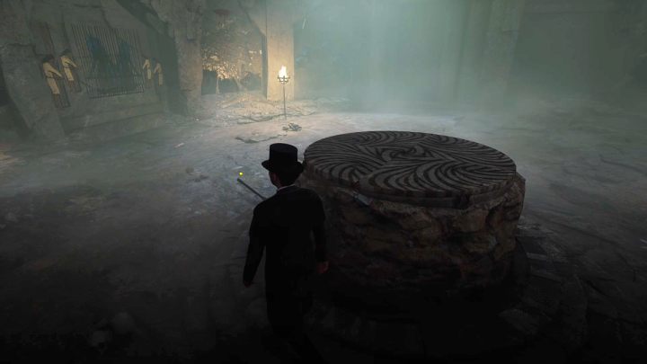 Przejdźcie do drugiego pomieszczenia w podziemiach i pociągnijcie za dźwignię przy kamiennym podeście - Sherlock Holmes The Awakened: Półwysep Ardnamurchan (Ardnamurchan Point) - Sherlock Holmes The Awakened - solucja