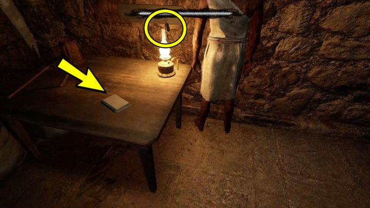 Wejdźcie do pierwszego pomieszczenia i zbadajcie mężczyznę przy ścianie - Sherlock Holmes The Awakened: Półwysep Ardnamurchan (Ardnamurchan Point) - Sherlock Holmes The Awakened - solucja