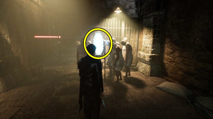 W następnym pokoju zbadajcie urządzenie emitujące wiązkę i soczewkę, przy której stoi grupa ludzi - Sherlock Holmes The Awakened: Półwysep Ardnamurchan (Ardnamurchan Point) - Sherlock Holmes The Awakened - solucja