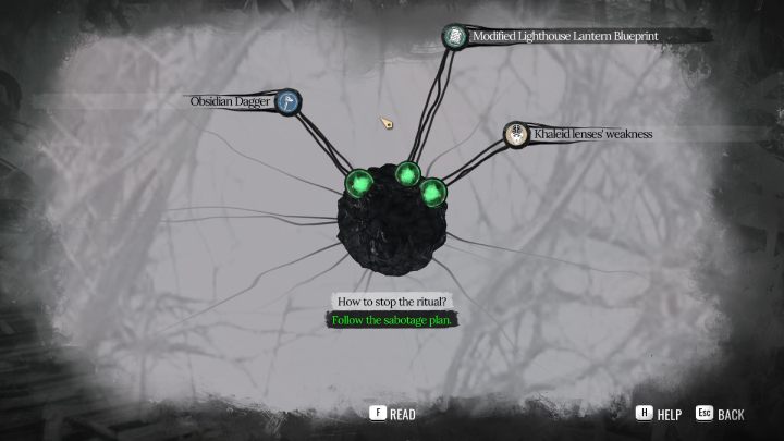 Wejdźcie do Pałacu Pamięci (Mind Palace) i przy pytaniu Jak zatrzymać rytuał (How to stop the ritual) - Sherlock Holmes The Awakened: Półwysep Ardnamurchan (Ardnamurchan Point) - Sherlock Holmes The Awakened - solucja