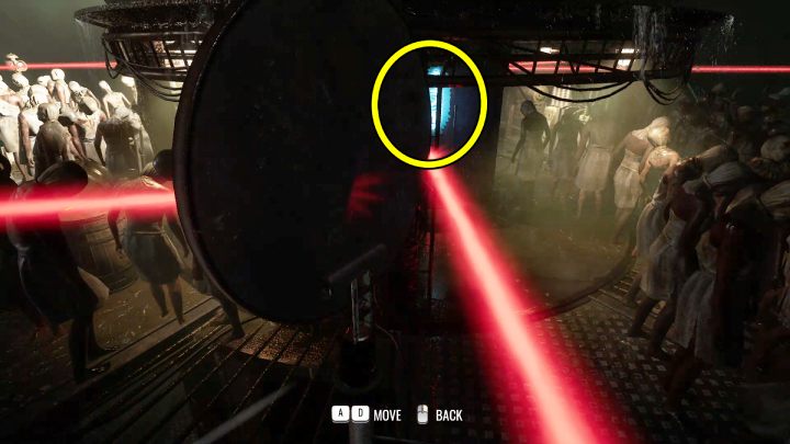 Przejdźcie przez tłum ludzi i przesuńcie lustro odbijające wiązkę w lewo, tak aby odsłonić soczewkę - Sherlock Holmes The Awakened: Półwysep Ardnamurchan (Ardnamurchan Point) - Sherlock Holmes The Awakened - solucja