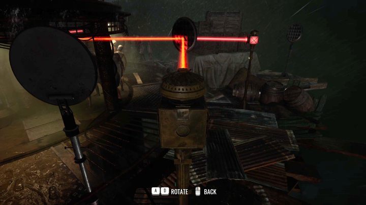 Skierujcie jedną z wiązek w lustro tak, aby trafiła w soczewkę - Sherlock Holmes The Awakened: Półwysep Ardnamurchan (Ardnamurchan Point) - Sherlock Holmes The Awakened - solucja