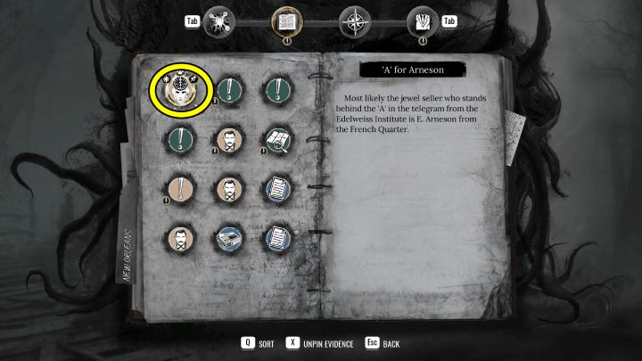 Przypnijcie dowód A jak Arneson (A for Arneson) i spytajcie dowolną osobę o wskazówki - Sherlock Holmes The Awakened: Nowy Orlean (New Orleans) - Sherlock Holmes The Awakened - solucja