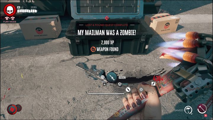 Po zakończeniu zadania otrzymacie 2 tysiące punktów doświadczenia oraz broń palną - Kruk (Raven) - Dead Island 2: Mój listonosz był zombiakiem (My Mailman Was A Zombie) - Dead Island 2 - poradnik do gry