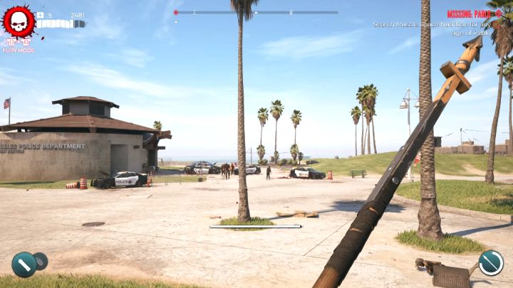 Dobre przykładowe miejsce do powalczenia o trofeum i wyzwanie to okolice posterunku policji na plaży w Venice Beach - Dead Island 2: Jak rzucić bronią z 35 metrów (trofeum Donk)? - Dead Island 2 - poradnik do gry