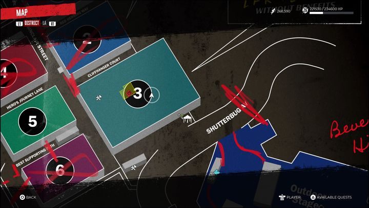 Gdy już będziecie w tej dzielnicy, skierujcie się w stronę studia numer 3, a dokładniej tam, gdzie wskazuje kursor gracza na zdjęciu - Dead Island 2: Zaginiona osoba Steve (Missing Steve) - Dead Island 2 - poradnik do gry