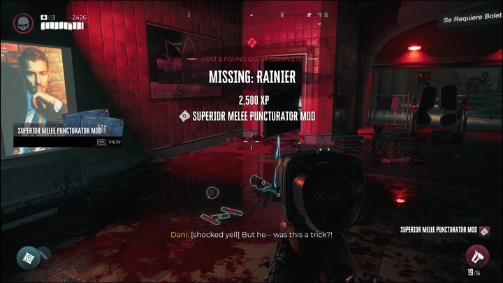 Po zakończeniu zadania otrzymacie 2,5 tysiąca punktów doświadczenia oraz doskonałą modyfikację broni do walki wręcz: Przebijacz - Dead Island 2: Zaginiona osoba Rainier (Missing Rainier) - Dead Island 2 - poradnik do gry