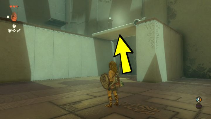 Przetnijcie liny trzymające platformę i gdy platforma opadnie, stańcie pod nią - Zelda Tears of the Kingdom: Gutanbac Shrine - Zelda Tears of the Kingdom - poradnik do gry