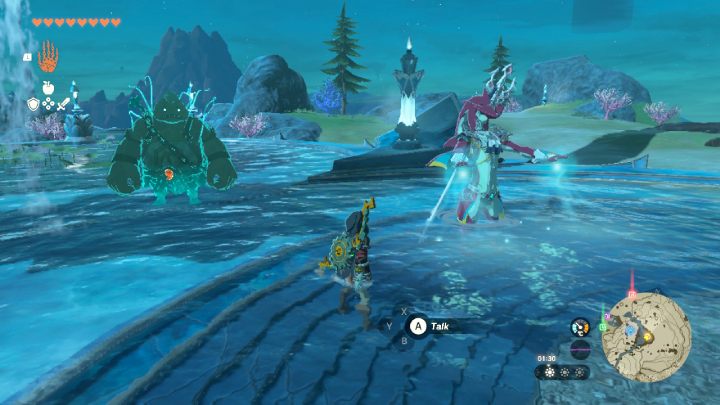 Po rozmowie z Yoną i usunięciu dziwnej substancji z posągu, udajcie się do Mipha Court przy Ploymus Mountain i porozmawiajcie z Sidonem - Zelda TotK: Sidon of the Zora - opis przejścia - Zelda Tears of the Kingdom - poradnik do gry