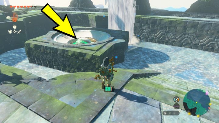 Włóżcie kulę do otworu na dnie basenu i poczekajcie aż otworzy się brama przy kranie (faucet) - Zelda TotK: Sidon of the Zora - opis przejścia - Zelda Tears of the Kingdom - poradnik do gry