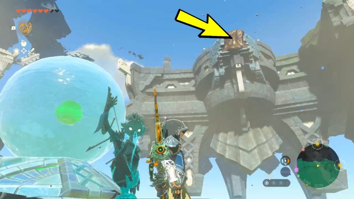 Stańcie na środkowej części wyspy i spójrzcie do góry - Zelda TotK: Sidon of the Zora - opis przejścia - Zelda Tears of the Kingdom - poradnik do gry