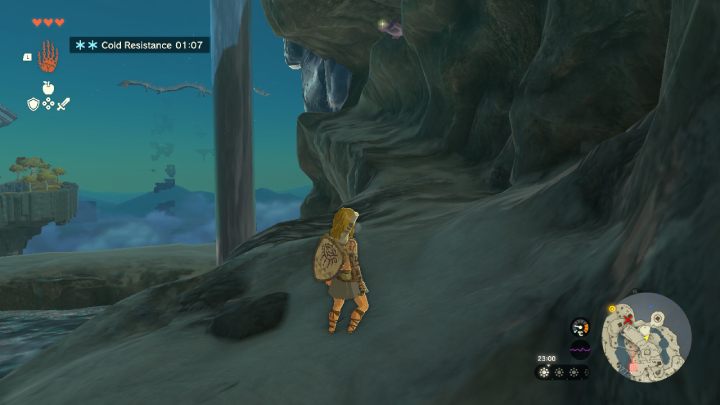 Gdy znajdziecie się w zimowej krainie, skręćcie w lewo, wejdźcie po schodach i zacznijcie wspinaczkę na górę skały - Zelda Tears of the Kingdom: Wszystkie Shrines na Great Sky Island - Zelda Tears of the Kingdom - poradnik do gry