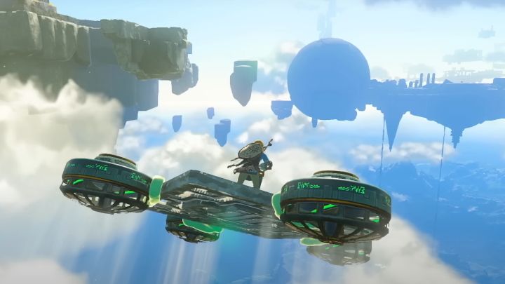 Dzięki umiejętności Ultrahand będziecie mogli skonstruować pojazdy latające takie jak balon czy napędzane śmigłami platformy, dzięki którym wzbijecie się w powietrze i dotrzecie na wybrane Sky Island - Zelda Tears of the Kingdom: Jak dotrzeć na Sky Islands? - Zelda Tears of the Kingdom - poradnik do gry