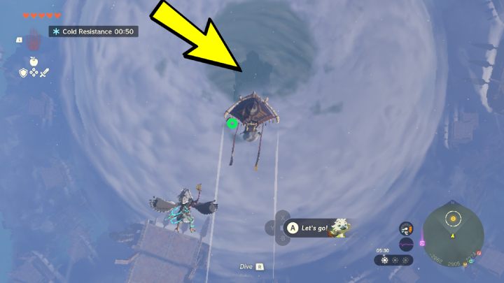 Na koniec skaczcie po trampolinach na poruszających się statkach i wskoczcie do chmury - Zelda TotK: Tulin of Rito Village - opis przejścia - Zelda Tears of the Kingdom - poradnik do gry