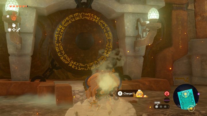 Użyjcie Charge Attack Yunobo i uderzcie w gong - Zelda TotK: Yunobo of Goron City - opis przejścia - Zelda Tears of the Kingdom - poradnik do gry