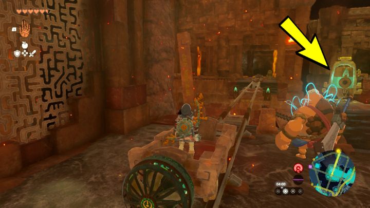 Uderzcie w przełącznik i poczekajcie, aż tory opadną na dół - Zelda TotK: Yunobo of Goron City - opis przejścia - Zelda Tears of the Kingdom - poradnik do gry