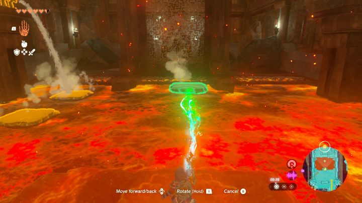 Zniszczcie głaz blokujący wodospad, następnie podnieście jeden z kamieni, który wytworzy się na magmie - Zelda TotK: Yunobo of Goron City - opis przejścia - Zelda Tears of the Kingdom - poradnik do gry