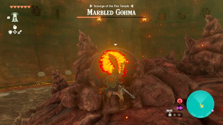 Po otwarciu bramy w Fire Temple, rozpocznie się 2 etapowa walka z Marbled Gohma - Zelda TotK: Yunobo of Goron City - opis przejścia - Zelda Tears of the Kingdom - poradnik do gry