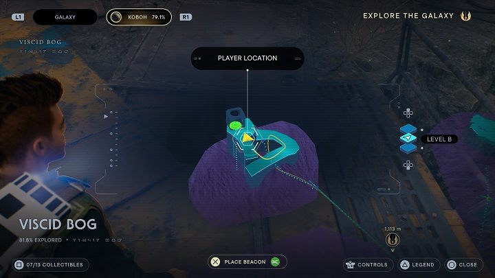 Będąc na lądzie udajcie się jedyną dostępną drogą wyżej, do miejsca w którym jest wejście do jednej z komnat - Jedi Survivor: Grząskie Bagno - lista sekretów - Star Wars Jedi Survivor - poradnik do gry