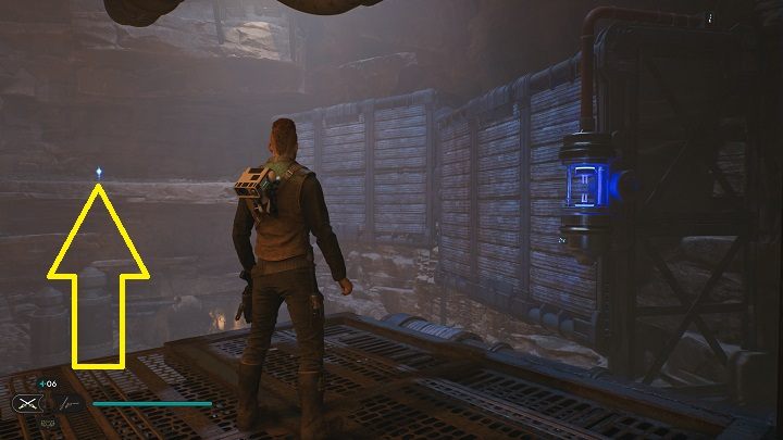 Stamtąd wskoczcie na kolejne ściany do przebiegnięcia, aby dostać się na wysoką półkę - Jedi Survivor: Jaskinia Marglowa - lista sekretów - Star Wars Jedi Survivor - poradnik do gry