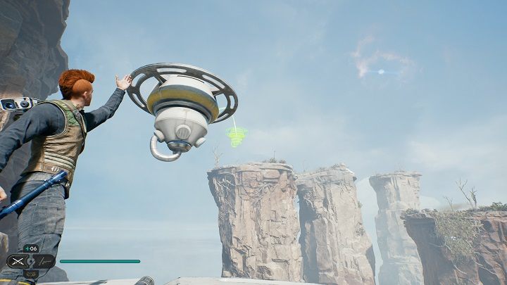 Następnie weźcie balon i rzućcie go w stronę platform widocznych na powyższym zrzucie ekranu - Jedi Survivor: Grzbiet - lista sekretów - Star Wars Jedi Survivor - poradnik do gry