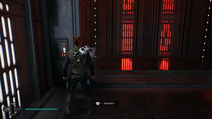 Idźcie dalej przeskakując po ścianie, aby następnie zeskoczyć po kolejnych platformach na sam dół - Jedi Survivor: Imperialny Posterunek 8L-055 - lista sekretów - Star Wars Jedi Survivor - poradnik do gry