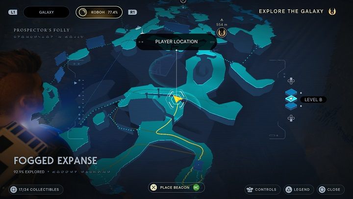 Niedaleko od wyżej opisanego krzewu znajdują się drzwi, na których musicie użyć mocy przyciągania - Jedi Survivor: Mglisty przestwór - lista sekretów - Star Wars Jedi Survivor - poradnik do gry