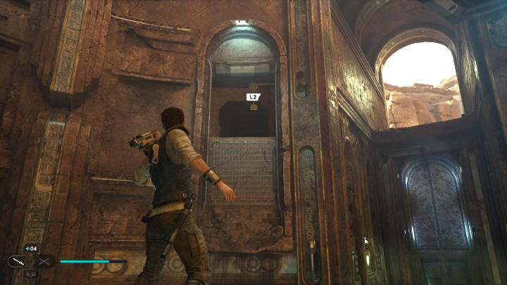 Idąc dalej główną ścieżką, dotrzecie do pomieszczenia widocznego na powyższym screenie - Star Wars Jedi Survivor: Dotrzyj do Sanktuarium Pielgrzyma (Reach Pilgrims Sanctuary) - Star Wars Jedi Survivor - poradnik do gry