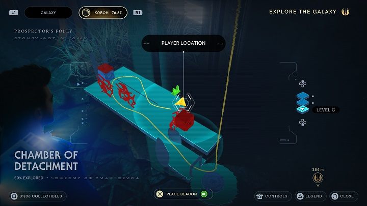 Po wejściu w głąb komnaty skierujcie się od razu na prawo - Jedi Survivor: Komnata Odłączenia - lista sekretów - Star Wars Jedi Survivor - poradnik do gry