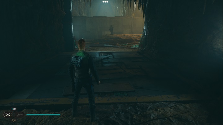 Przejdźcie przez barierę i odbijając się od ściany na wprost dostańcie się na górę - Jedi Survivor: Jaskinie PhonQi - lista sekretów (część 2) - Star Wars Jedi Survivor - poradnik do gry