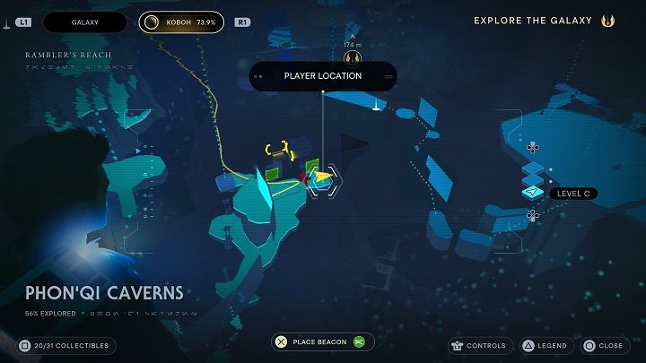 Skorzystajcie z windy, a dostaniecie się na wyższy poziom i wrócicie do miejsca, w którym już byliście (otwierając w ten sposób skrót) - Jedi Survivor: Jaskinie PhonQi - lista sekretów (część 2) - Star Wars Jedi Survivor - poradnik do gry