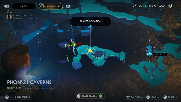 Od poprzedniej znajdźki udajcie się na prawo - wrócicie do głównego korytarza - Jedi Survivor: Jaskinie PhonQi - lista sekretów (część 1) - Star Wars Jedi Survivor - poradnik do gry