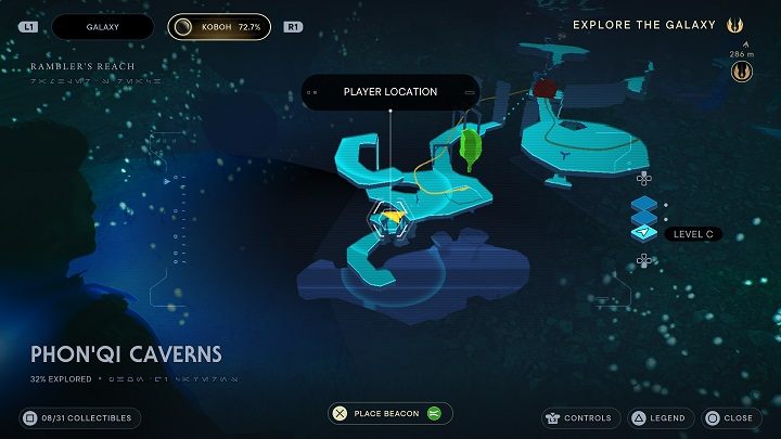 Zeskoczcie przez dziurę znajdującą się w pobliżu i zeskanujcie komputer - Jedi Survivor: Jaskinie PhonQi - lista sekretów (część 1) - Star Wars Jedi Survivor - poradnik do gry