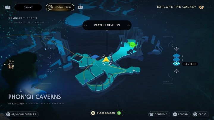 Idąc dalej natkniecie się na szczelinę zabitą blachami - usuniecie ją mocą Podnoszenia - Jedi Survivor: Jaskinie PhonQi - lista sekretów (część 1) - Star Wars Jedi Survivor - poradnik do gry