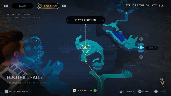 Do Jaskiń PhonQi dostaniecie się z miejsca wskazanego na powyższych zrzutach ekranu - piwnicy budynku znajdującego się w Podgórskich Wodospadach - Jedi Survivor: Jaskinie PhonQi - lista sekretów (część 1) - Star Wars Jedi Survivor - poradnik do gry