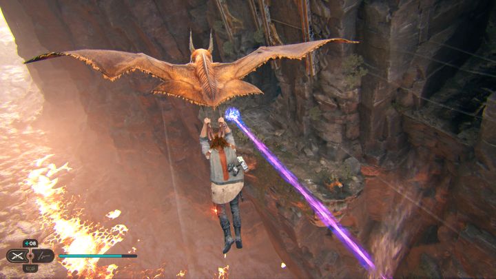 Złapcie się nowego reltera i ponownie wylądujcie na półce obok komnaty Jedi, czyli tej, w którą teraz trafia promień energii - Jedi Survivor: Komnata Jedi w Zniszczonej osadzie - Star Wars Jedi Survivor - poradnik do gry