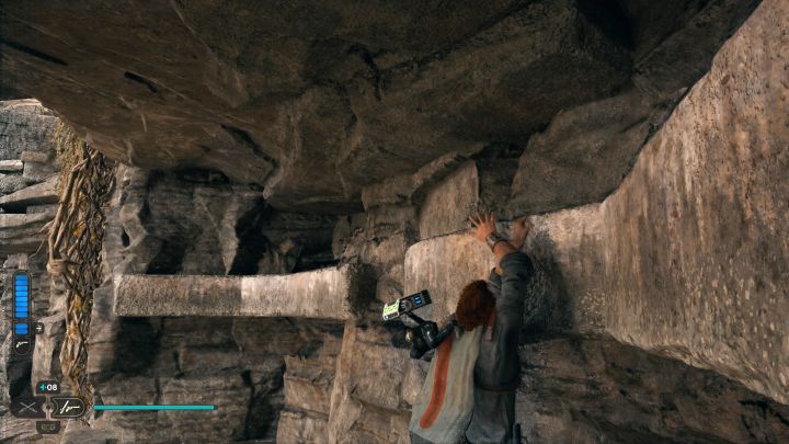 Przesuwajcie się po krawędzi w lewo i dotrzyjcie do drugiej ściany wspinaczkowej - Jedi Survivor: Komnata jasności na Koboh - Star Wars Jedi Survivor - poradnik do gry
