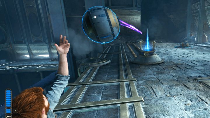 Pozwólcie żeby winda zawiozła Cala na górę i umieśćcie drugą kulę w nowym wzmacniaczu kul - Jedi Survivor: Komnata rozumu na Koboh - Star Wars Jedi Survivor - poradnik do gry