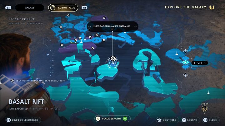 W pewnym momencie Cal może skręcić w prawo i złapać się w locie liny (użyjcie na niej przyciągnięcia Mocą) - Jedi Survivor: Komnata rozumu na Koboh - Star Wars Jedi Survivor - poradnik do gry