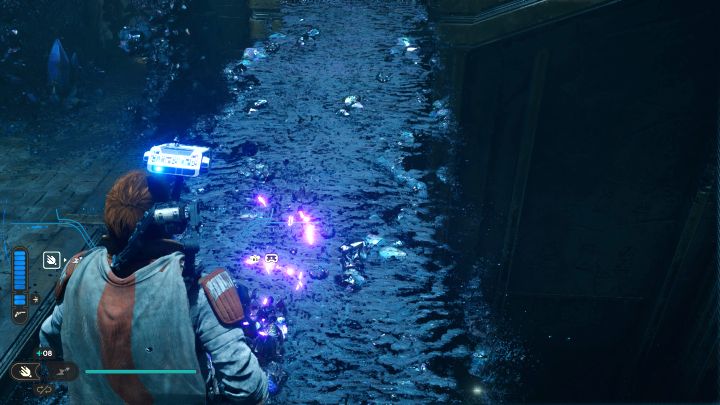 Na górze utworzy się czarny pomost i kontynuujcie generowanie płonącej fioletowej ścieżki - Jedi Survivor: Komnata połączenia na Koboh - Star Wars Jedi Survivor - poradnik do gry