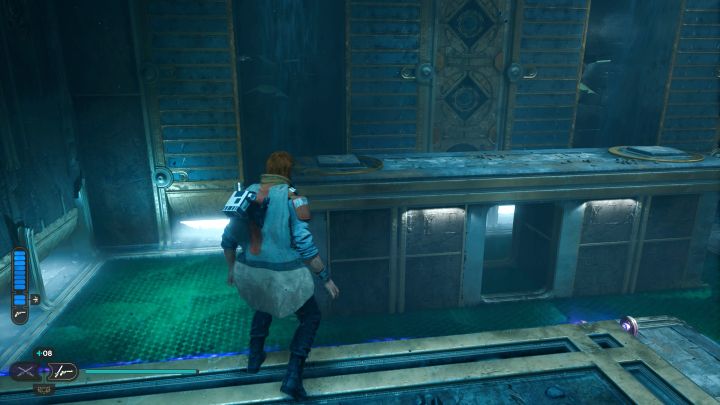 Wykonajcie podwójny skok z doskokiem w stronę półki z 2 płytami naciskowymi - Jedi Survivor: Komnata połączenia na Koboh - Star Wars Jedi Survivor - poradnik do gry