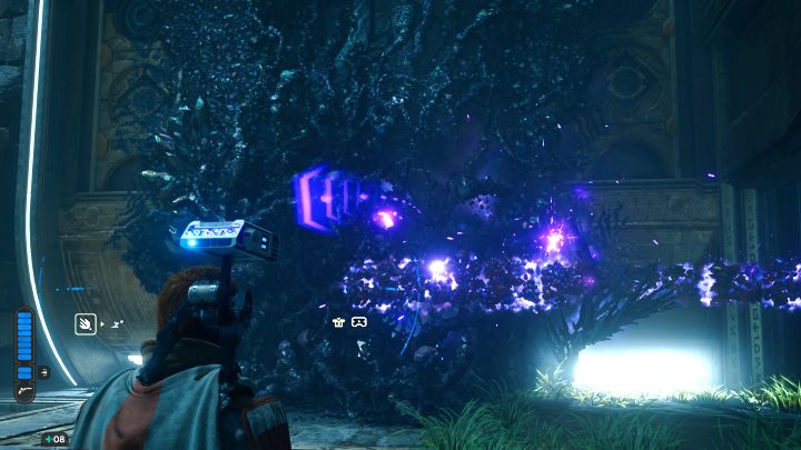 Używajcie kruszarki do tworzenia płonącej fioletowej ścieżki - Jedi Survivor: Komnata połączenia na Koboh - Star Wars Jedi Survivor - poradnik do gry