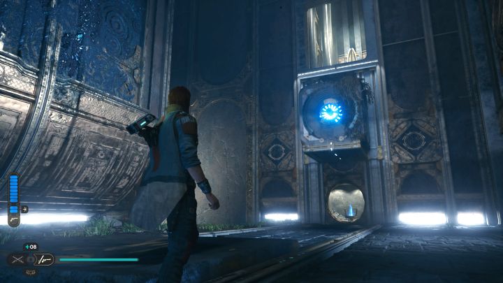 Wyczekujcie momentu zjechania windy całkowicie na dół i szybko popchnijcie pierwszy blok w stronę windy - Jedi Survivor: Komnata odłączenia na Koboh - Star Wars Jedi Survivor - poradnik do gry