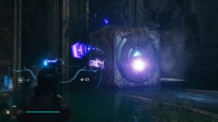 Na jednym z końców sali jest uwięziony drugi kamienny blok i trzeba go oswobodzić - Jedi Survivor: Komnata odłączenia na Koboh - Star Wars Jedi Survivor - poradnik do gry