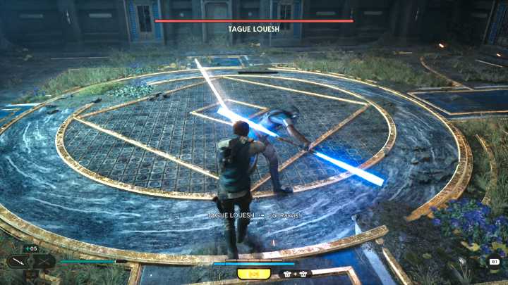 Po wejściu do budynku zostaniecie zaatakowani przez Tague Louesh, jednego z bossów gry Star Wars Jedi Ocalały - Star Wars Jedi Survivor: Znajdź drogę na Tanalor (Research Tanalor) - Star Wars Jedi Survivor - poradnik do gry