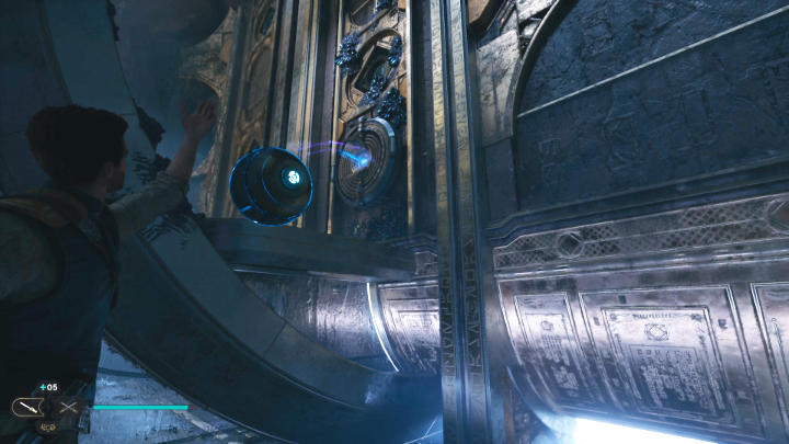 Wróćcie do wzmacniacza i wyciągnijcie z niego kulę, a następnie umieśćcie ją w łączniku, do którego dostęp przed chwilą wypaliliście - Star Wars Jedi Survivor: Znajdź drogę na Tanalor (Research Tanalor) - Star Wars Jedi Survivor - poradnik do gry